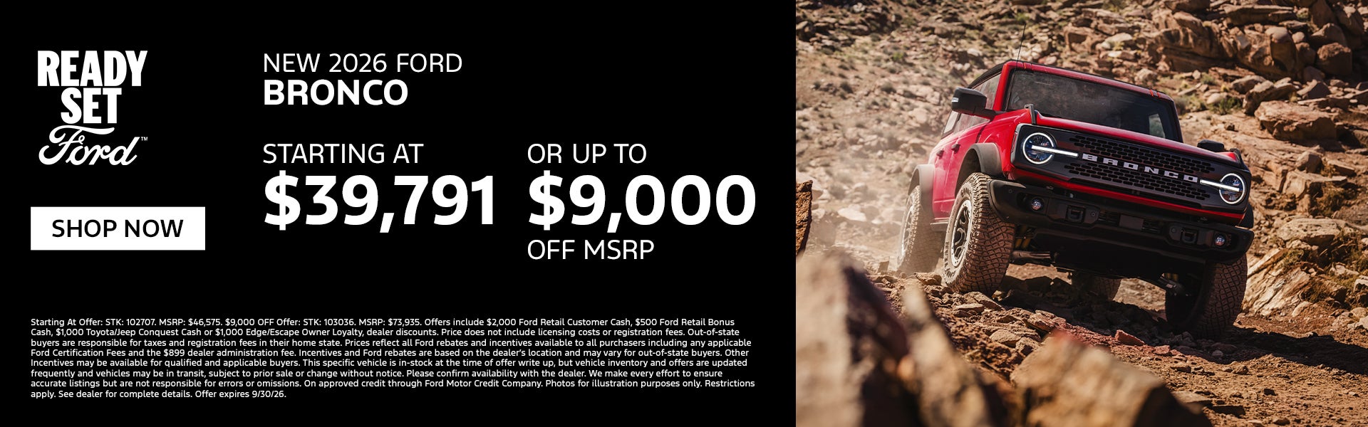 New 2026 Bronco Up to $9,000 OFF MSRP