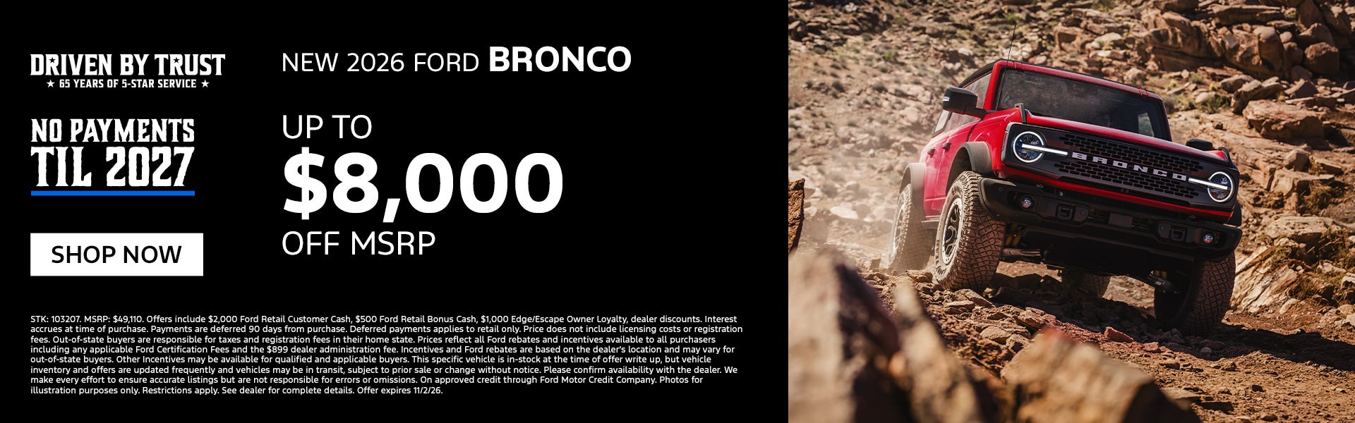 New 2026 Ford Bronco Up to $8,000 OFF MSRP